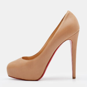 Christian Louboutin Beige Leather Miss Clichy Platform Pumps Size 37