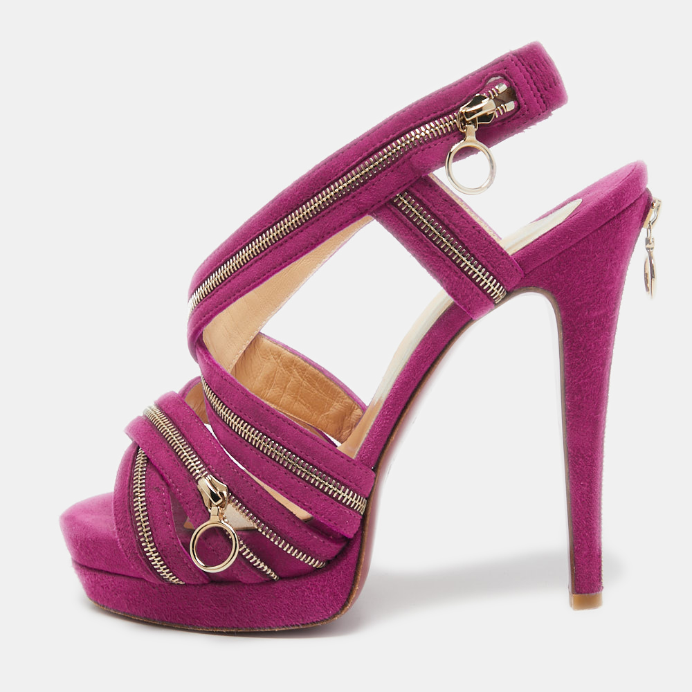 luxury-women-christian-louboutin-used-shoes-p766548-001 Christian Louboutin Purple Suede Rodita Sandals Size 36