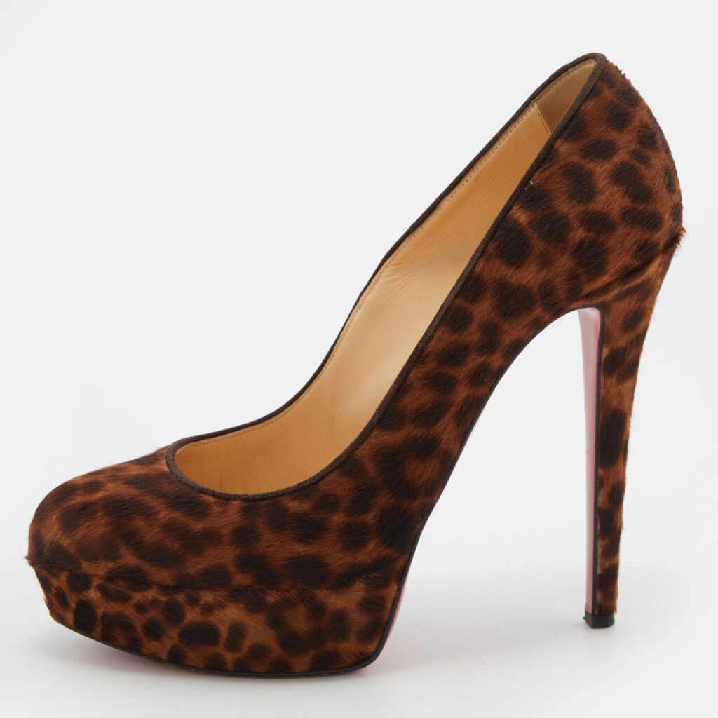 luxury-women-christian-louboutin-used-shoes-p772802-001 Christian Louboutin Brown Leopard Print Calf Hair Bianca Platform Pumps Size 37.5