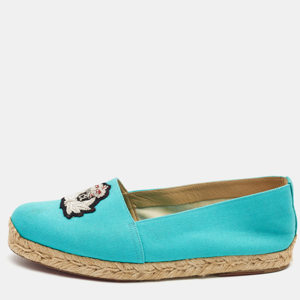 luxury-women-christian-louboutin-used-shoes-p779356-002 Christian Louboutin Blue Canvas Gala Espadrille Size 38