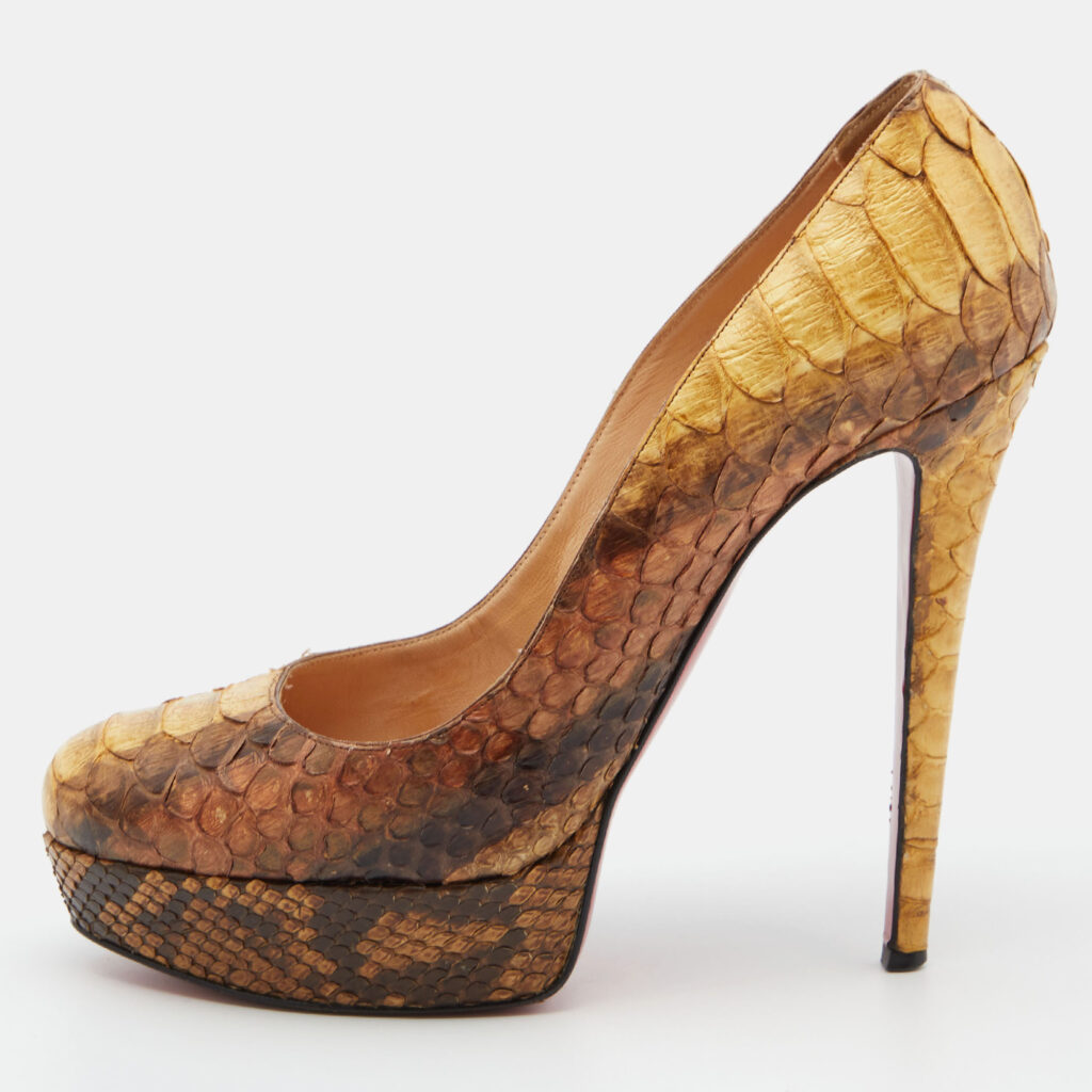 luxury-women-christian-louboutin-used-shoes-p809111-010 Christian Louboutin Yellow/Brown Python Bianca Pumps Size 39