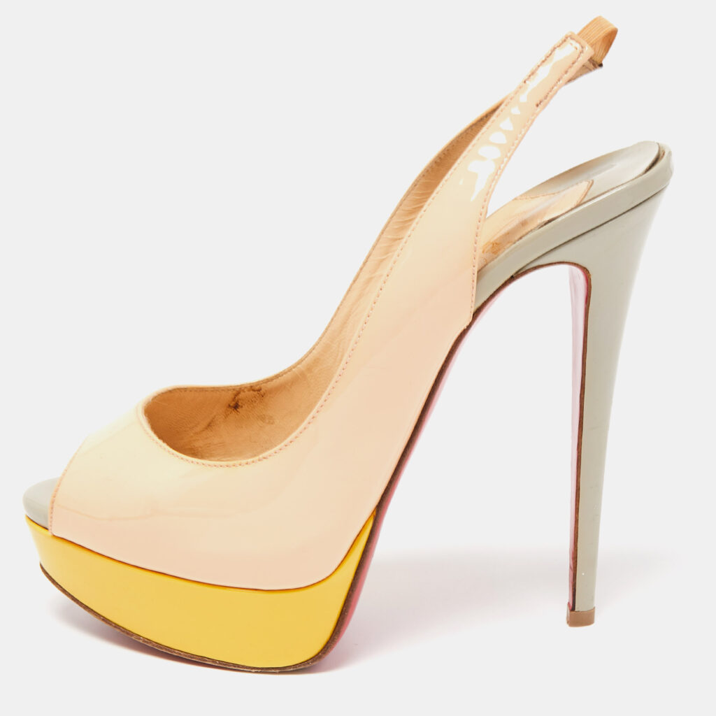 Christian Louboutin Multicolor Lady Peep Sling Pumps Size 38.5