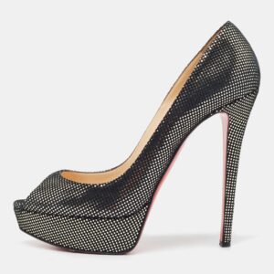 Christian Louboutin Two Tone Laminated Suede Lady Peep Pumps Size 40