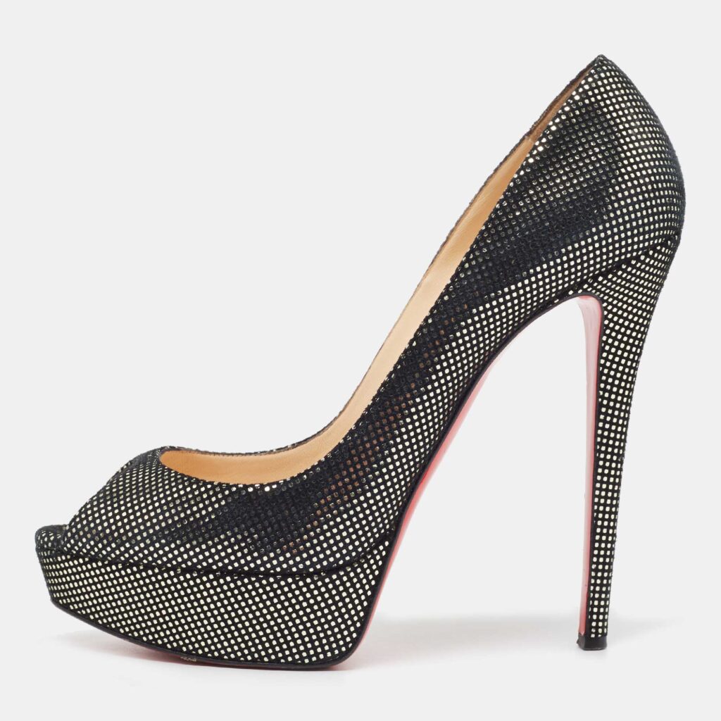 Christian Louboutin Two Tone Laminated Suede Lady Peep Pumps Size 40