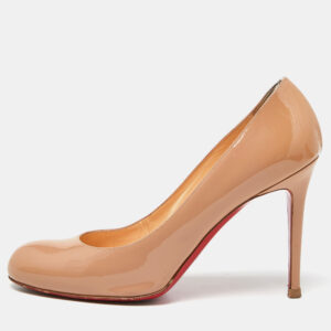 Christian Louboutin Beige Patent Leather New Simple Platform Pumps Size 39.5