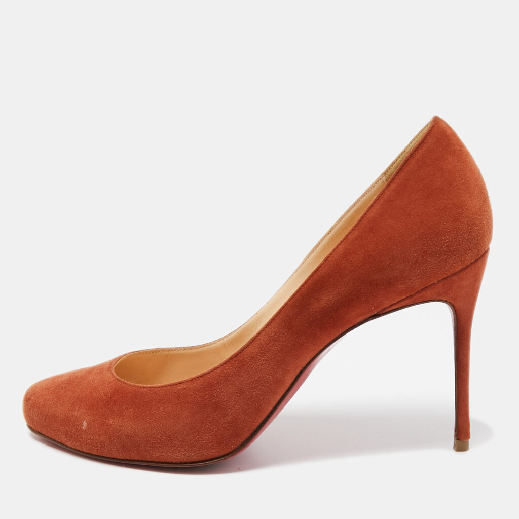 luxury-women-christian-louboutin-used-shoes-p903309-001 Christian Louboutin Brown Suede Round Toe Pumps Size 38