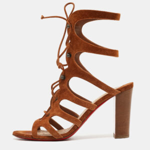 Christian Louboutin Tan Suede Amazoudur Sandals Size 37.5