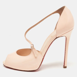 Christian Louboutin Light Pink Patent Leather Peep Toe D'orsay Sandals Size 38