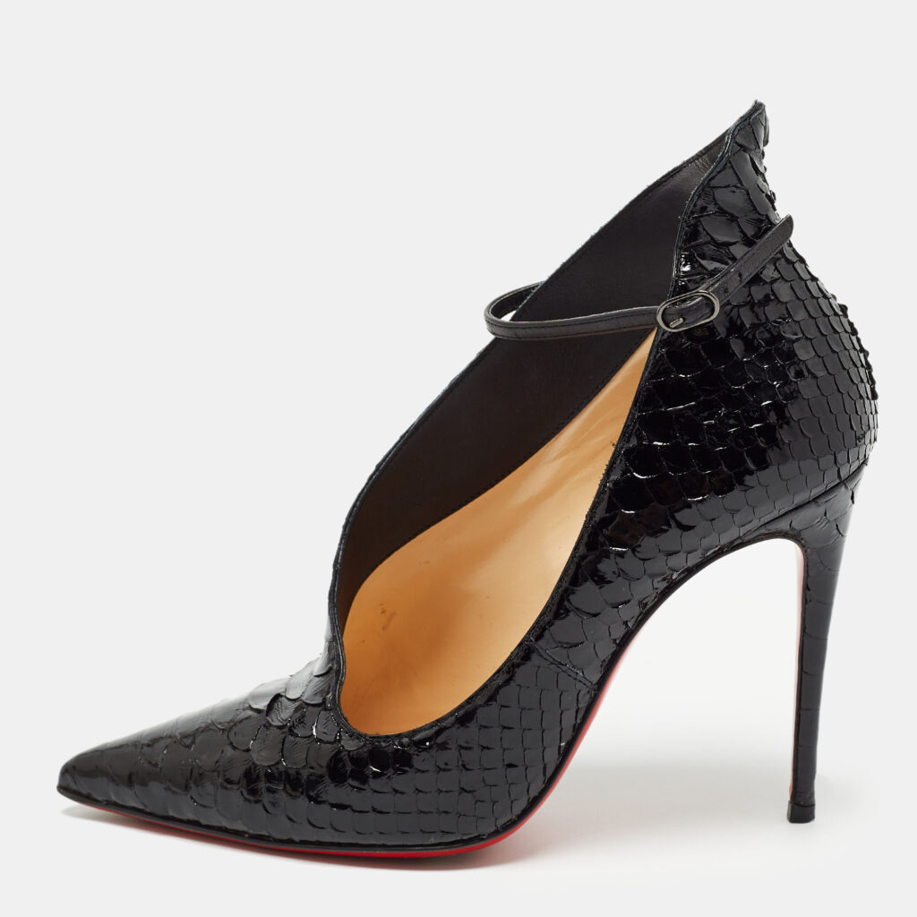 luxury-women-christian-louboutin-used-shoes-p953043-003 Christian Louboutin Black Python Leather Vampydoly Pumps Size 36.5