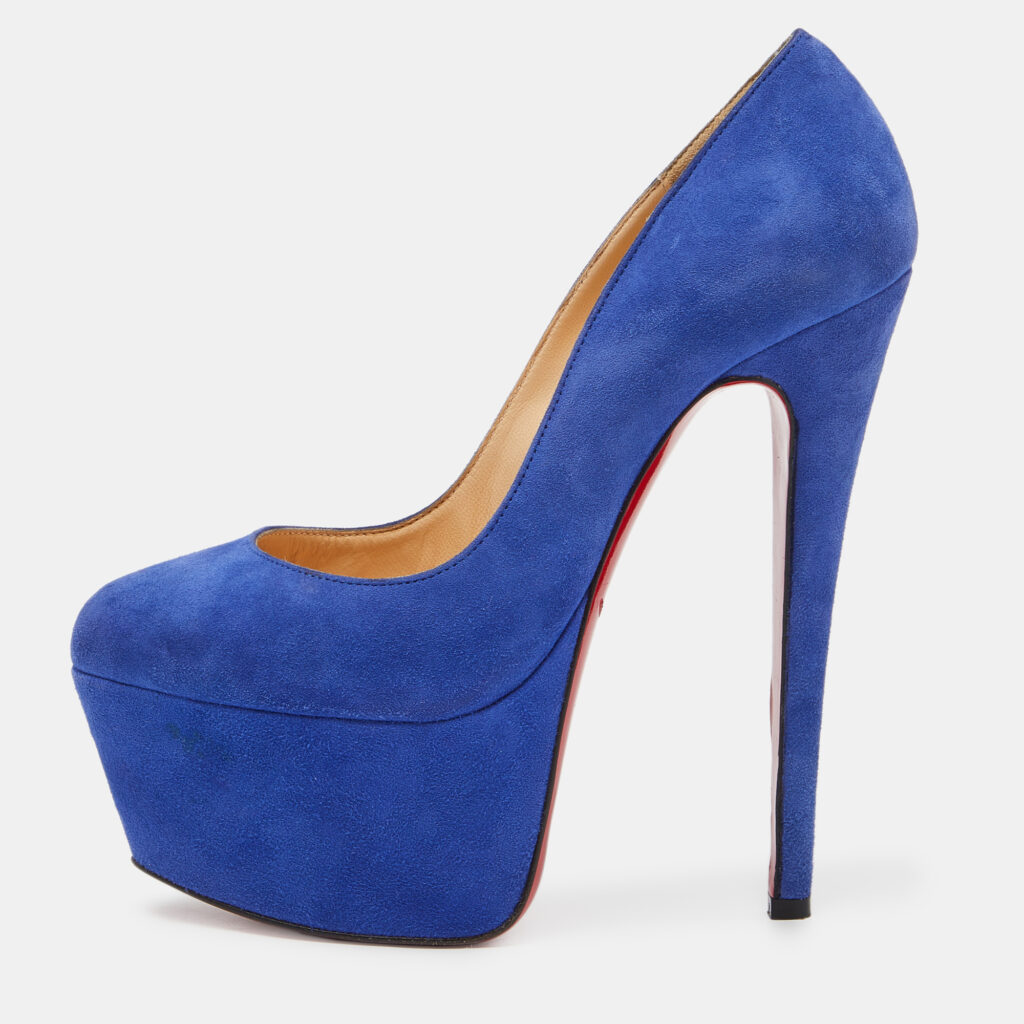 luxury-women-christian-louboutin-used-shoes-p990733-009 Christian Louboutin Blue Suede Victoria Platform Pumps Size 36