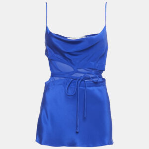 Christopher Esber Blue Silk Tie-Up Detail Strappy Top S