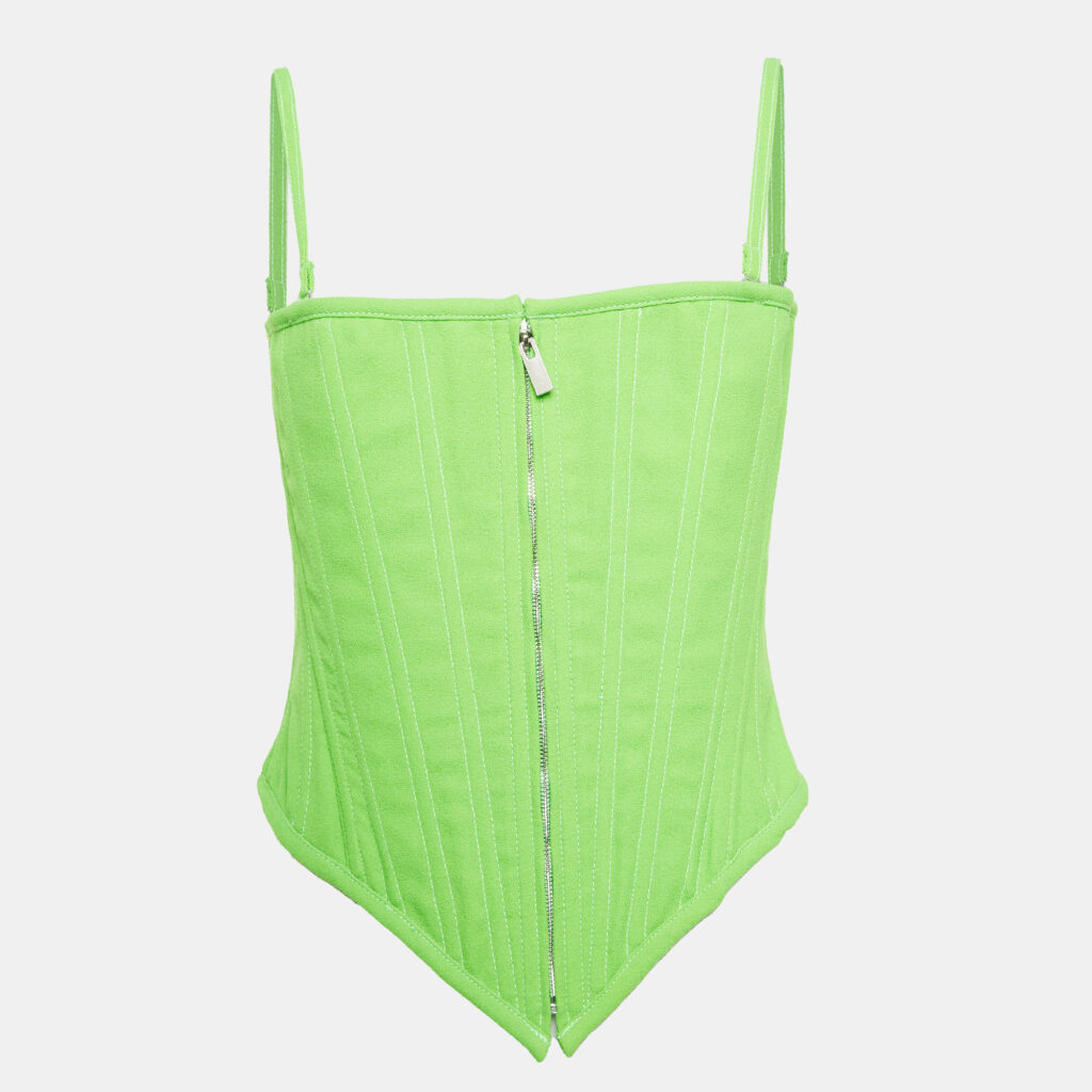 Christopher John Rogers Green Wool Sleeveless Crop Top S