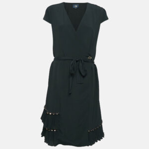 Class by Roberto Cavalli Black Crepe Pleated Hem Knee-Length Dress M