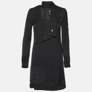 Class by Roberto Cavalli Black Logo Jacquard Crepe Shift Dress S