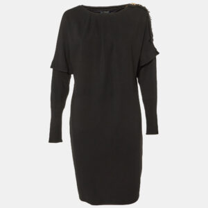 Class by Roberto Cavalli Black Jersey Panelled Knee-Length Dress M