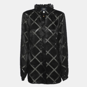 class by roberto cavalli black diamond pattern chiffon blouse m
