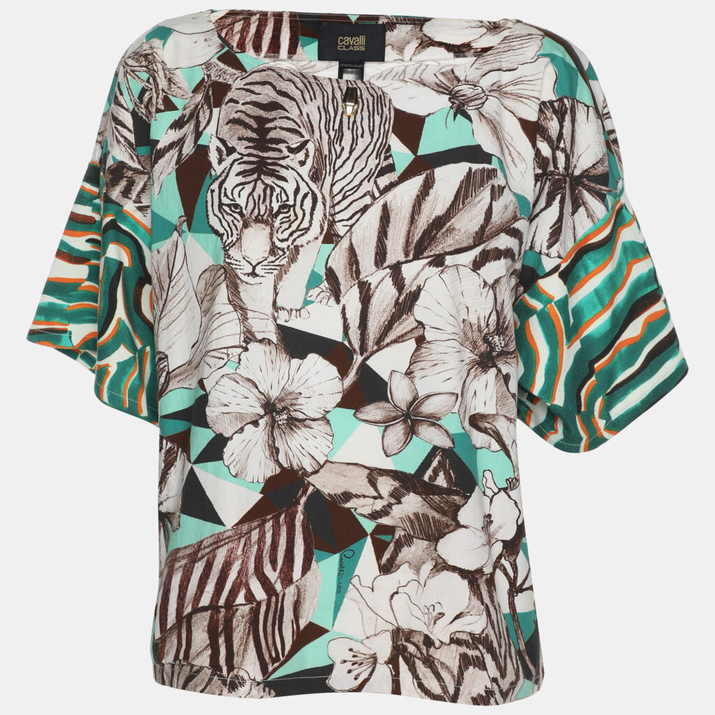luxury-women-class-by-roberto-cavalli-used-clothes-p1148436-002 Class by Roberto Cavalli Multicolor Cotton Blend Jungle Print Top S