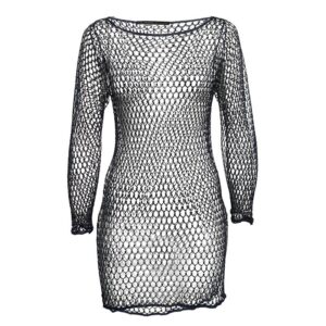 Class by Roberto Cavalli Blue Beaded Mesh Crochet Sheer Mini Dress M