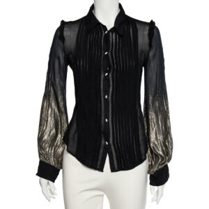 Class by Roberto Cavalli Black Lurex Crepe Button Front Shirt M