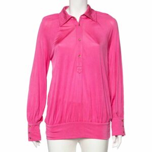 Class by Roberto Cavalli Pink Silk Knit Button Front Top M