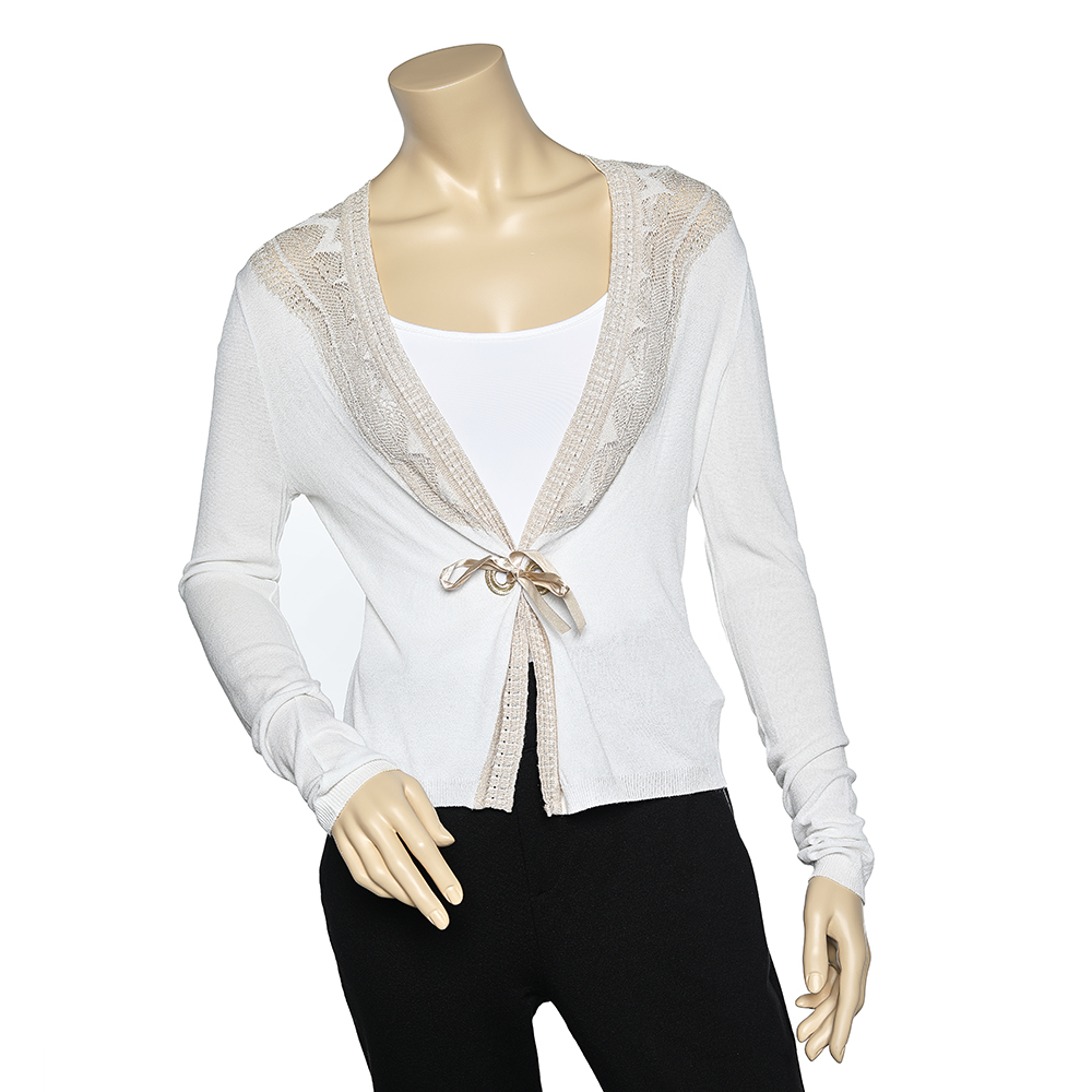 luxury-women-class-by-roberto-cavalli-used-clothes-p571628-006-2 Class by Roberto Cavalli Cream Knit Blend Cardigan M