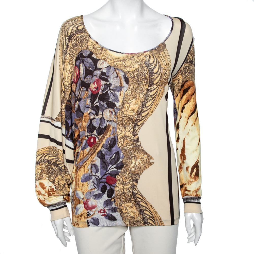 luxury-women-class-by-roberto-cavalli-used-clothes-p605240-003-2 Class by Roberto Cavalli Multicolor Printed Jersey Top M