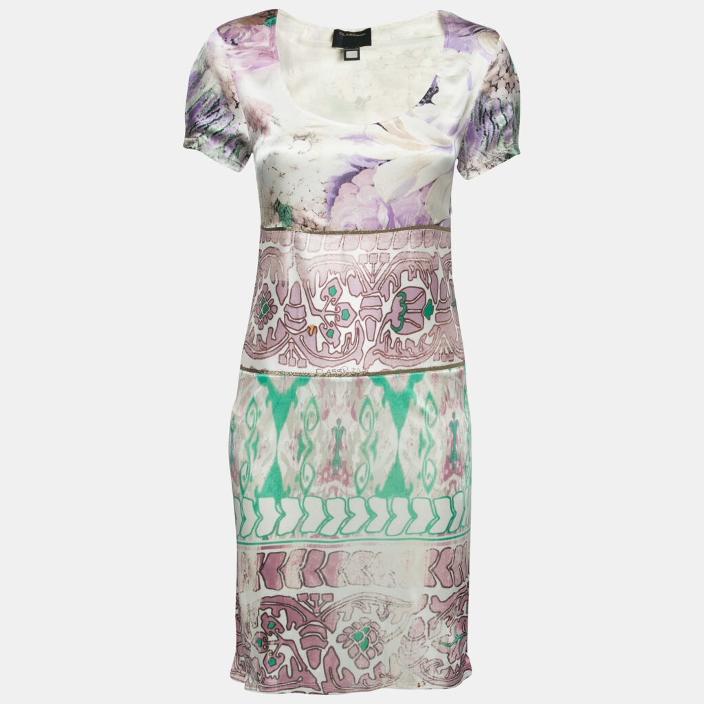 luxury-women-class-by-roberto-cavalli-used-clothes-p664357-001-1 Class by Roberto Cavalli Multicolor Floral Printed Satin Dresses S