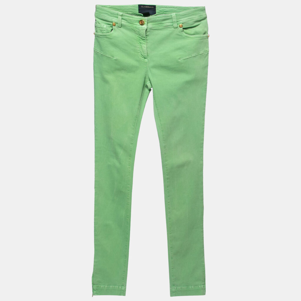 luxury-women-class-by-roberto-cavalli-used-clothes-p793528-004 Class by Roberto Lime Green Denim Skinny Jeans S Waist 26"