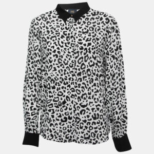 Class by Roberto Cavalli White Animal Print Button Front Shirt Blouse L