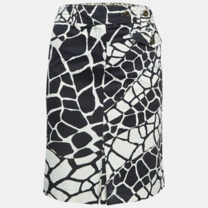Class by Roberto Cavalli Black Print Crepe Pleat Detail Short Skirt S