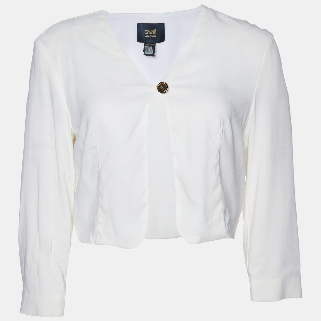 luxury-women-class-by-roberto-cavalli-used-clothes-p981686-001 Class By Roberto Cavalli White Crepe Crop Cardigan M