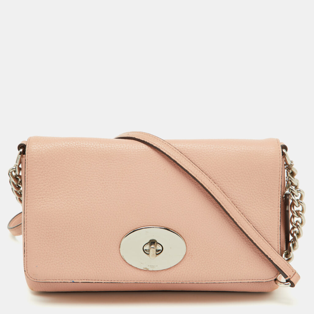 Coach Light Pink Leather Crosstown Flap Shoulder Bag