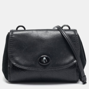 Coach Black Leather and Suede Faye Crossbody Bag