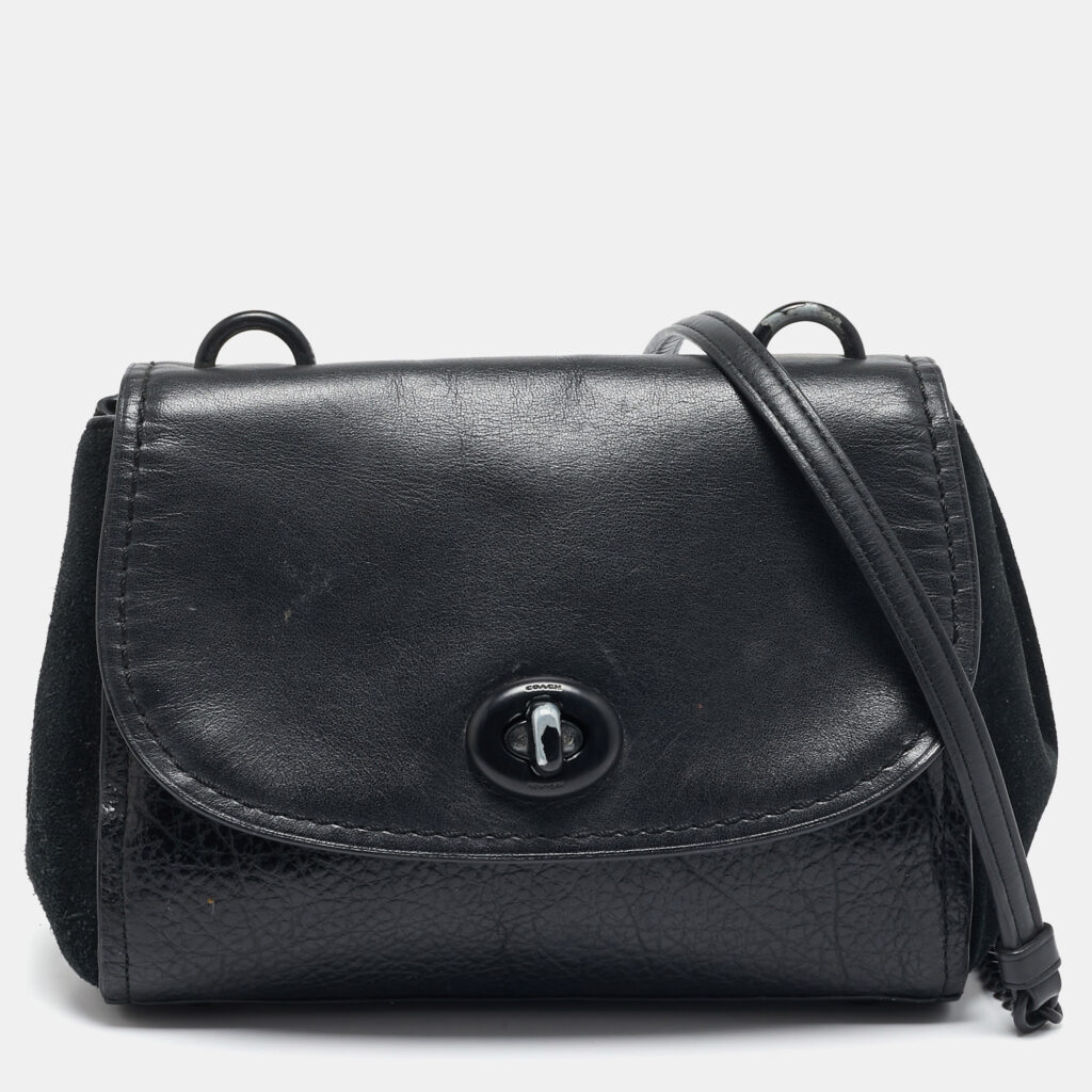 luxury-women-coach-used-handbags-p1131923-014 Coach Black Leather and Suede Faye Crossbody Bag