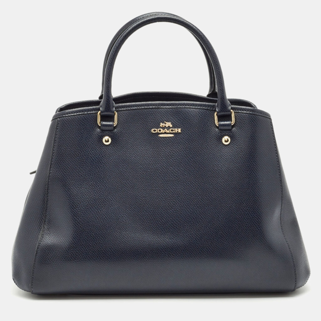 luxury-women-coach-used-handbags-p1154241-008 Coach Navy Blue Leather Margot Satchel