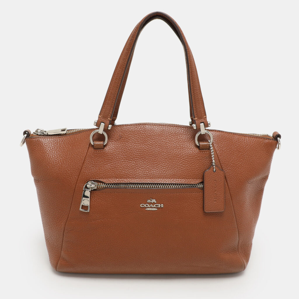 luxury-women-coach-used-handbags-p1156624-001 Coach Brown Pebbled Leather Prairie Satchel