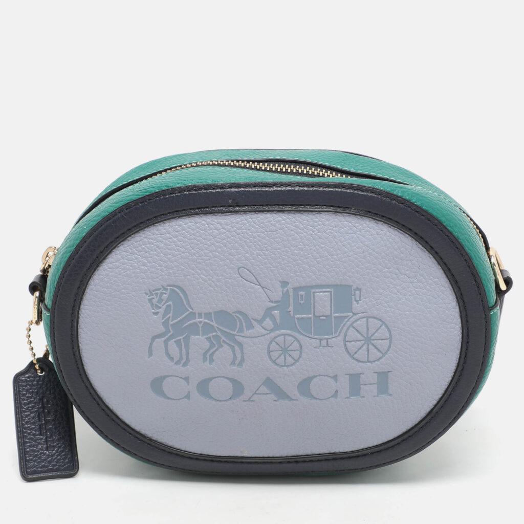 luxury-women-coach-used-handbags-p1158803-006 Coach Tricolor Leather Horse And Carriage Camera Crossbody Bag