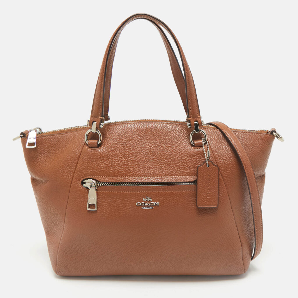 luxury-women-coach-used-handbags-p1163124-011 Coach Brown Pebbled Leather Prairie Satchel
