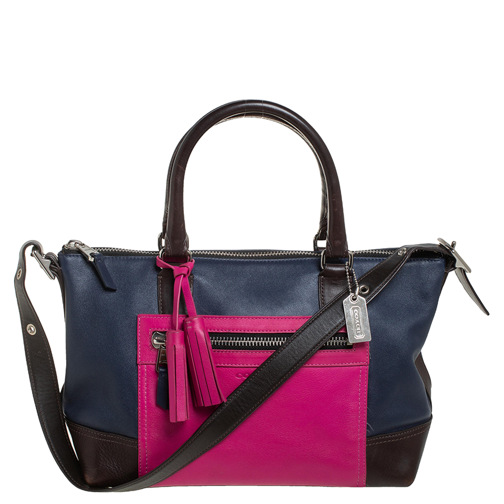 luxury-women-coach-used-handbags-p433997-008 Coach Multicolor Leather Front Zip Tote