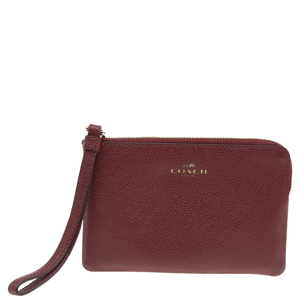 luxury-women-coach-used-handbags-p551255-007-1 Coach Burgundy Leather Card Case Wristlet