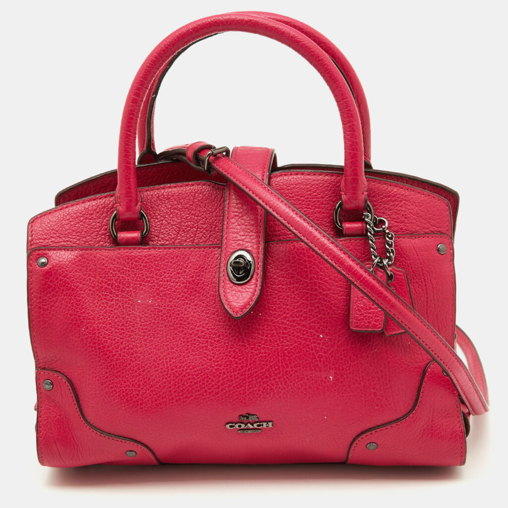 luxury-women-coach-used-handbags-p901805-008 Coach Pink Leather Mercer 24 Satchel