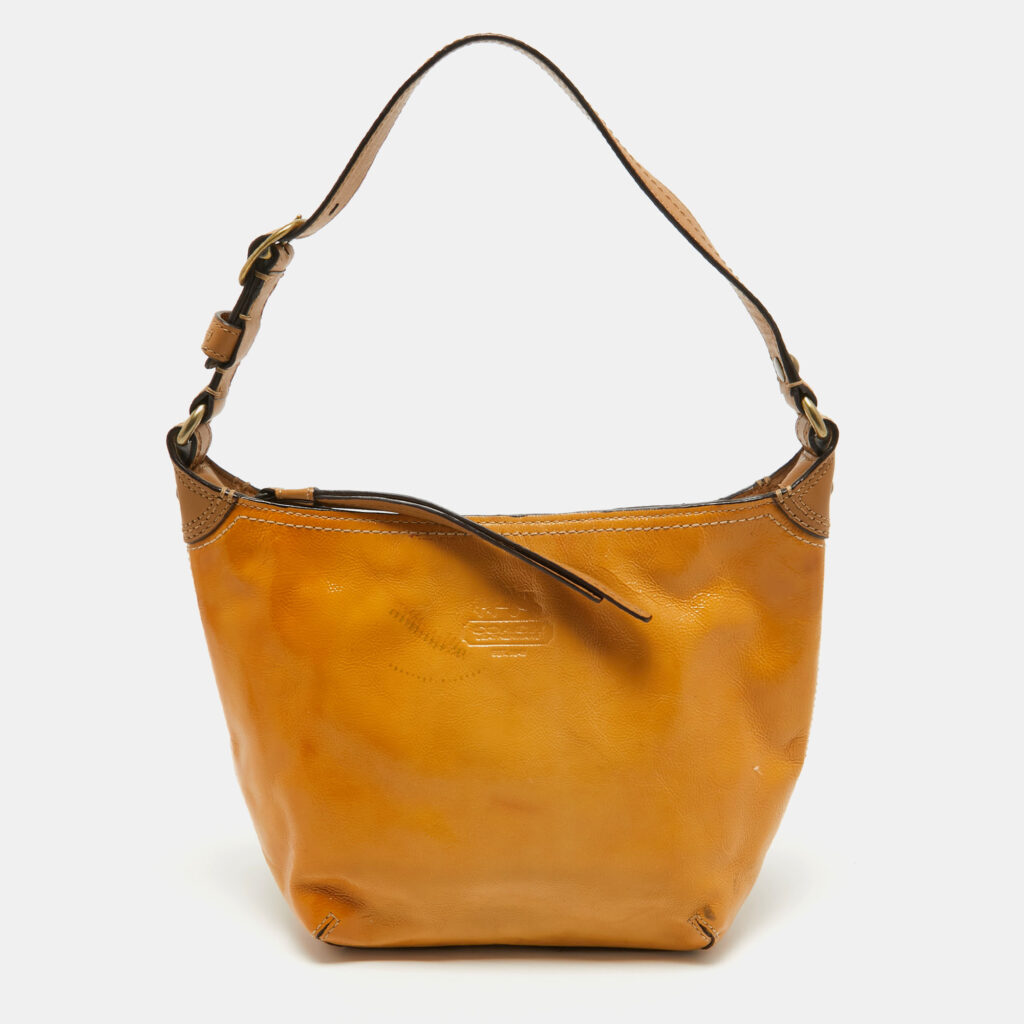 luxury-women-coach-used-handbags-p923418-013 Coach Yellow Patent Leather Mini Logo Hobo