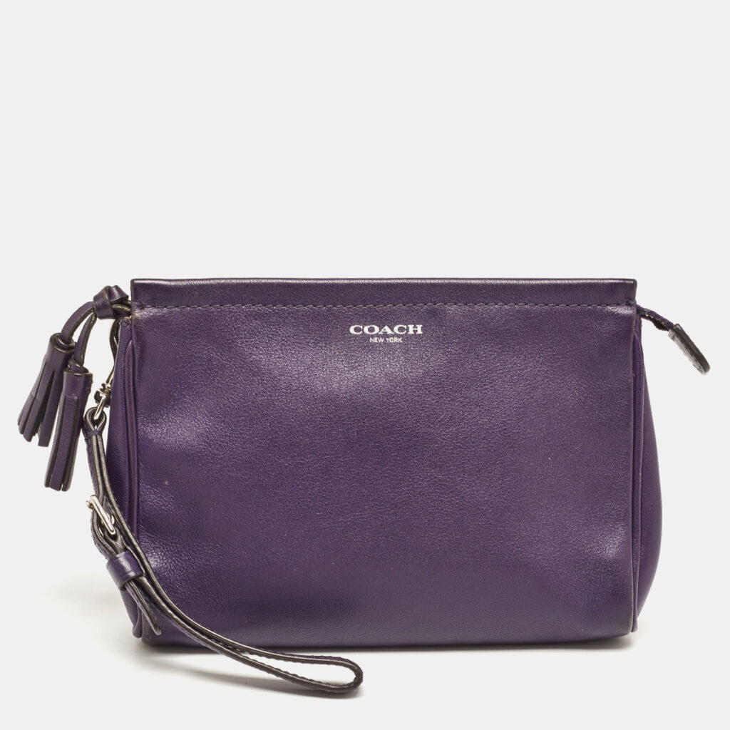 luxury-women-coach-used-handbags-p923491-009 Coach Purple Leather Wristlet Clutch