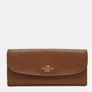 Coach Brown Leather Flap Continental Wallet