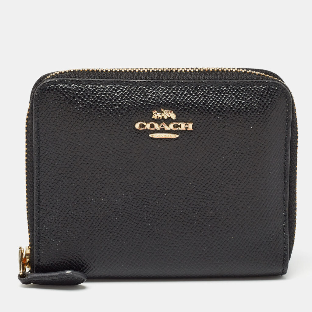 luxury-women-coach-used-handbags-p973126-001 Coach Black Leather Zip Around Purse