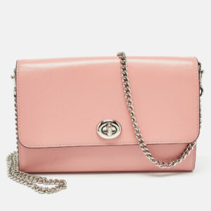 Coach Pink Leather Ruby Chain Clutch
