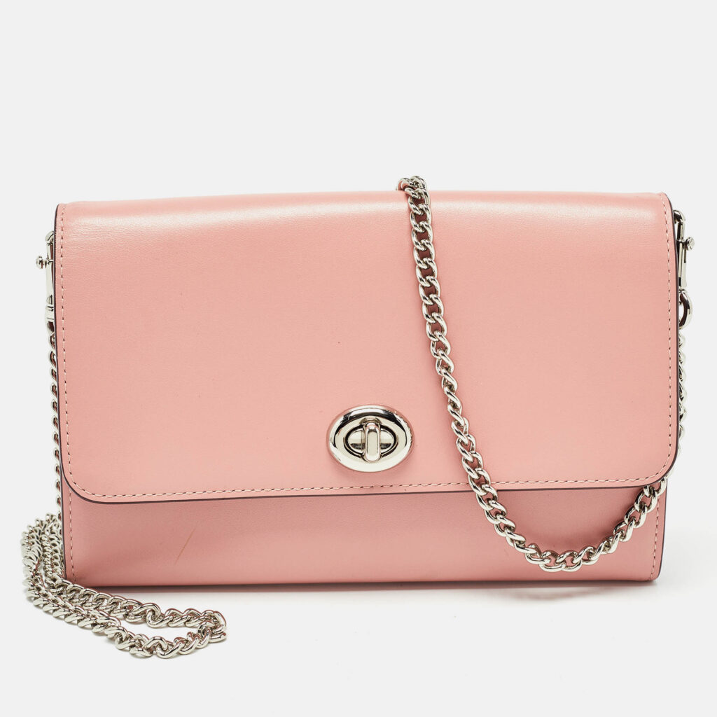luxury-women-coach-used-handbags-p979794-013 Coach Pink Leather Ruby Chain Clutch