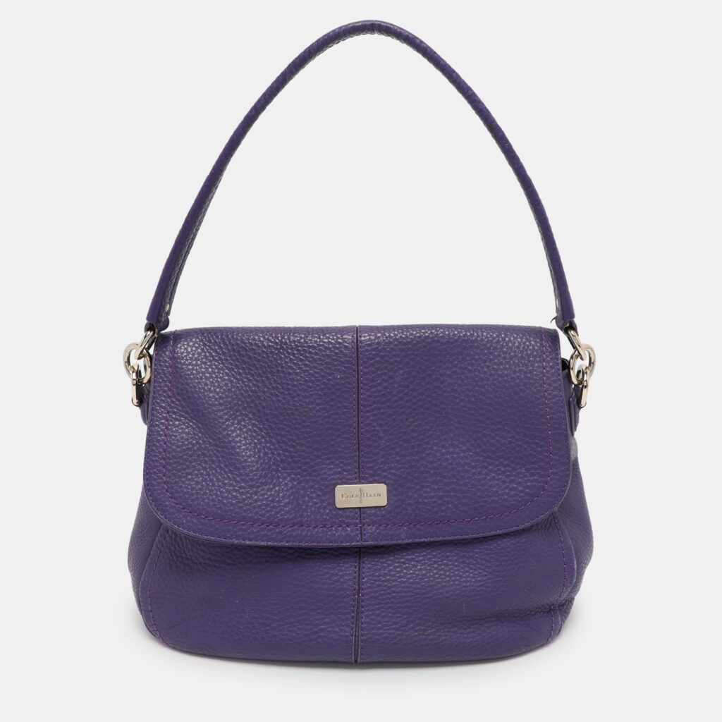 luxury-women-cole-haan-used-handbags-p1042808-011 Cole Haan Purple Leather Flap Crossbody Bag