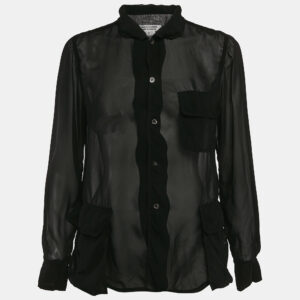 Comme des Garcons Black Crepe Long Sleeve Sheer Shirt M