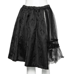 Comme des Garcons Black Mesh and Floral Embroidered Silk Ruffled Detailed Skirt S
